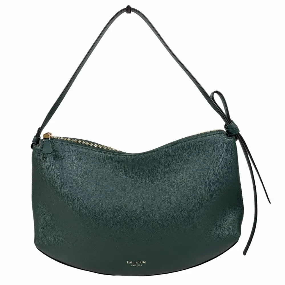 Kate Spade Loop Large Shoulder Bag Pebble Leather Midnight Green
